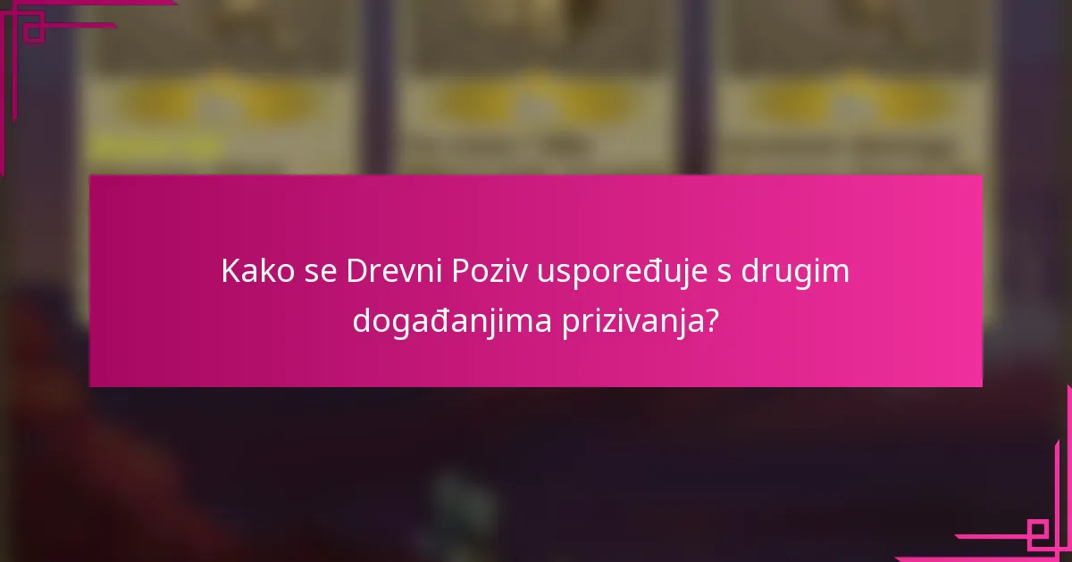 Kako se Drevni Poziv uspoređuje s drugim događanjima prizivanja?