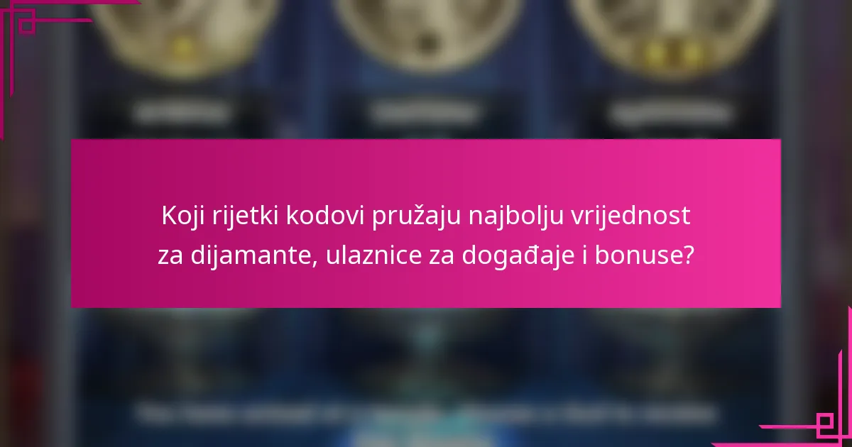Koji rijetki kodovi pružaju najbolju vrijednost za dijamante, ulaznice za događaje i bonuse?