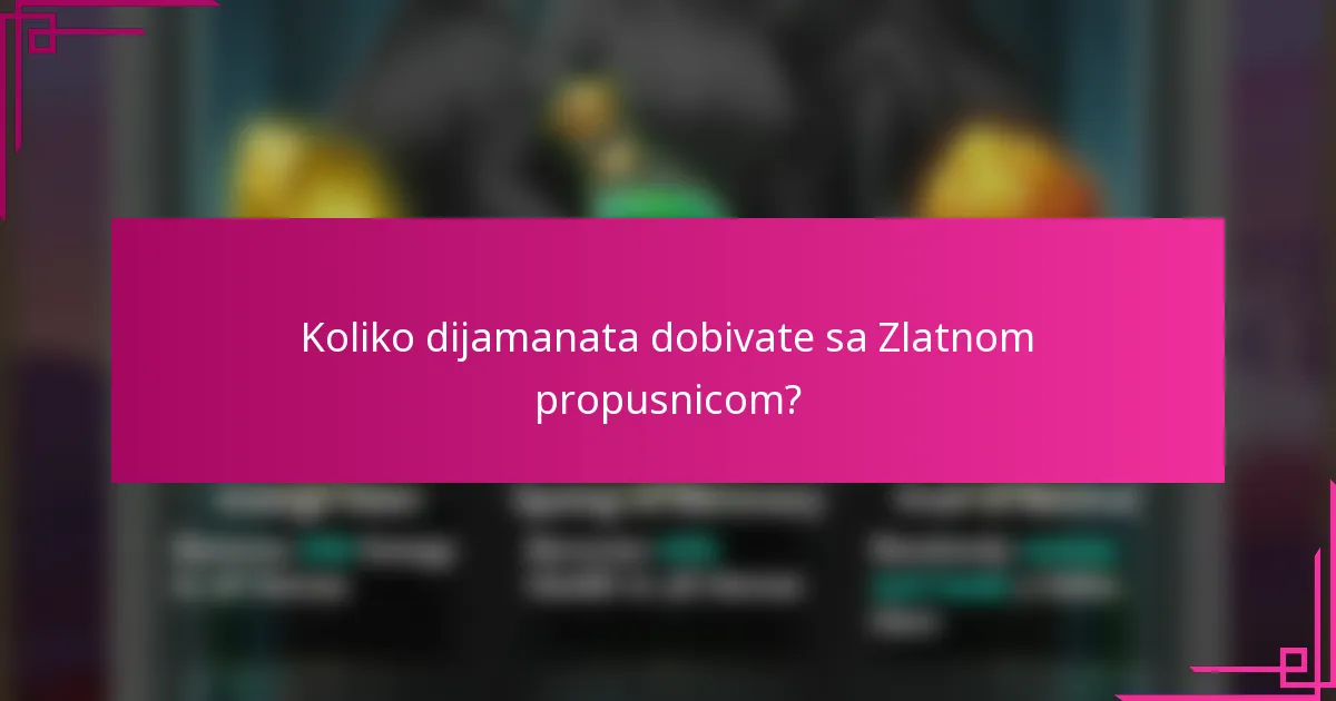 Koliko dijamanata dobivate sa Zlatnom propusnicom?